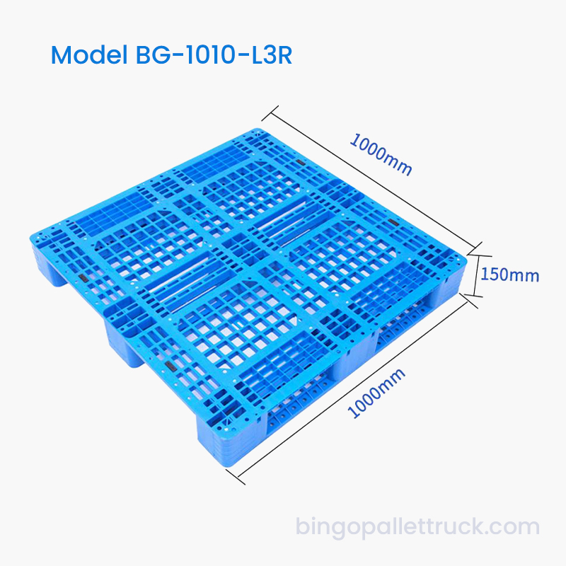 1000×1000 mm höghållfast 4-vägs entré 3-löpare plastpall