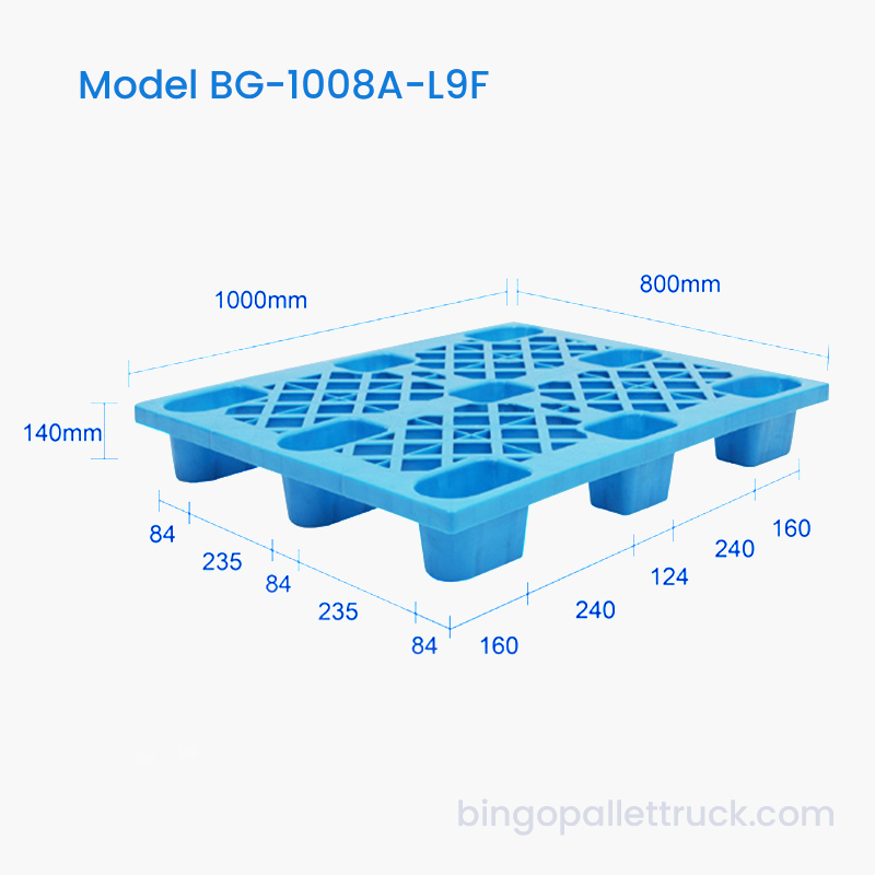 1000×800 mm 4-vägs entréljusgaller nio fots HDPE plastpall