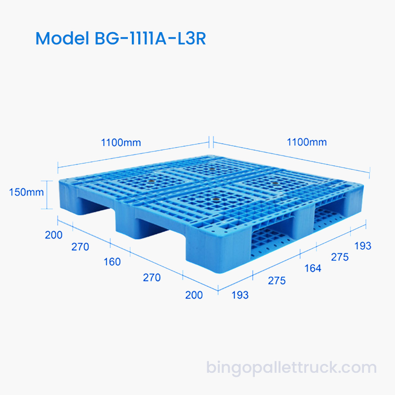 1100×1100 mm 4-vägs entré 3-löpare plastpall