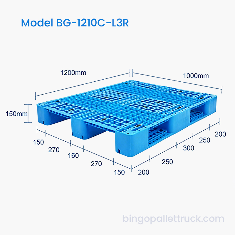 1200x1000 mm plastpall med förstärkta löpare för tunga lätta belastningar
