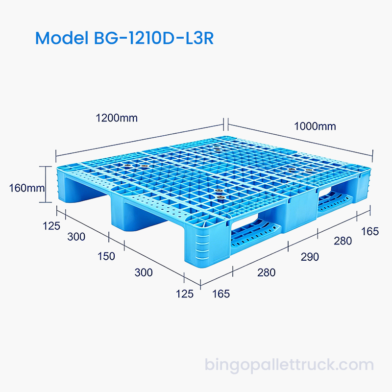 1200x1000mm 3 Runner Stålförstärkt plastpall