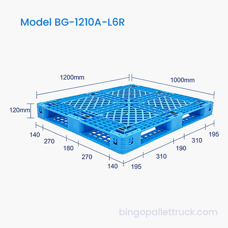 1200x1000mm Six Runner plastpall för logistikbruk
