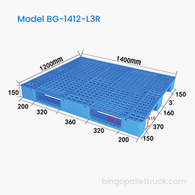 Lätt belastning 1400x1200 mm pall med 1000 kg dynamisk kapacitet för distribution