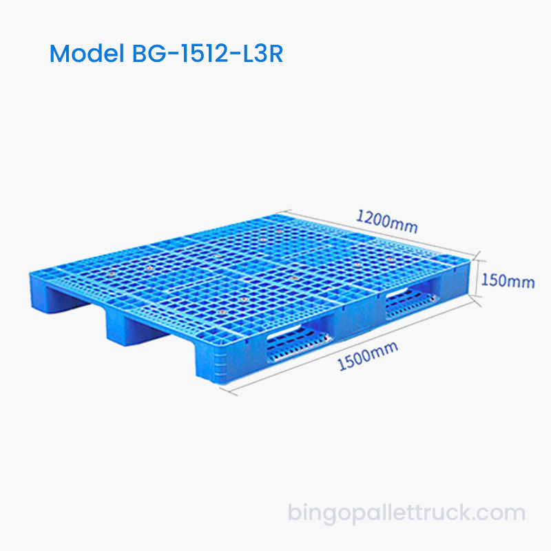 1500×1200 mm 3-löpare HDPE plastpall för lager och logistik
