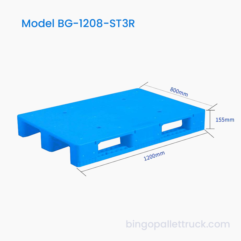 1200×800mm Solid Top 3 Runners Plastpall för lager