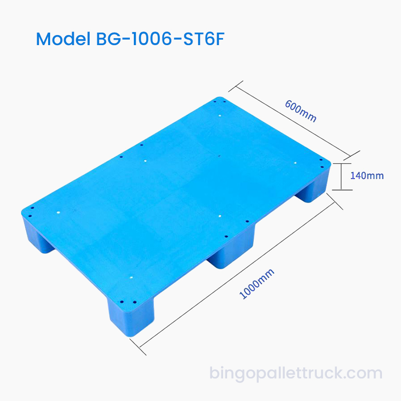 1 000 x 600 mm plastpall med massiv topp sex fot stil för logistik