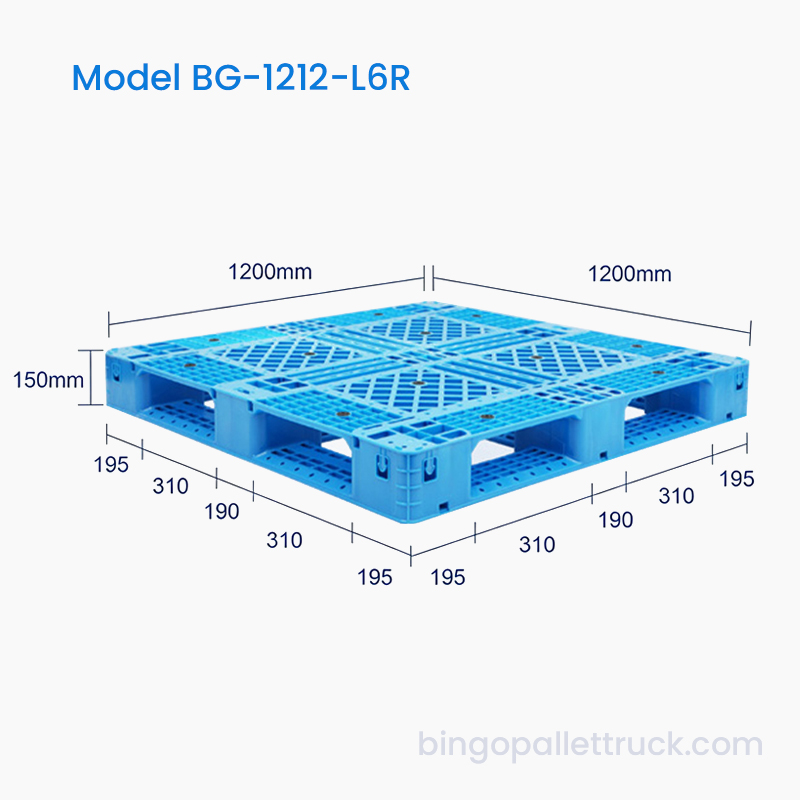 1200x1200mm sex löpare plastpall med förstärkt bas för tunga belastningar