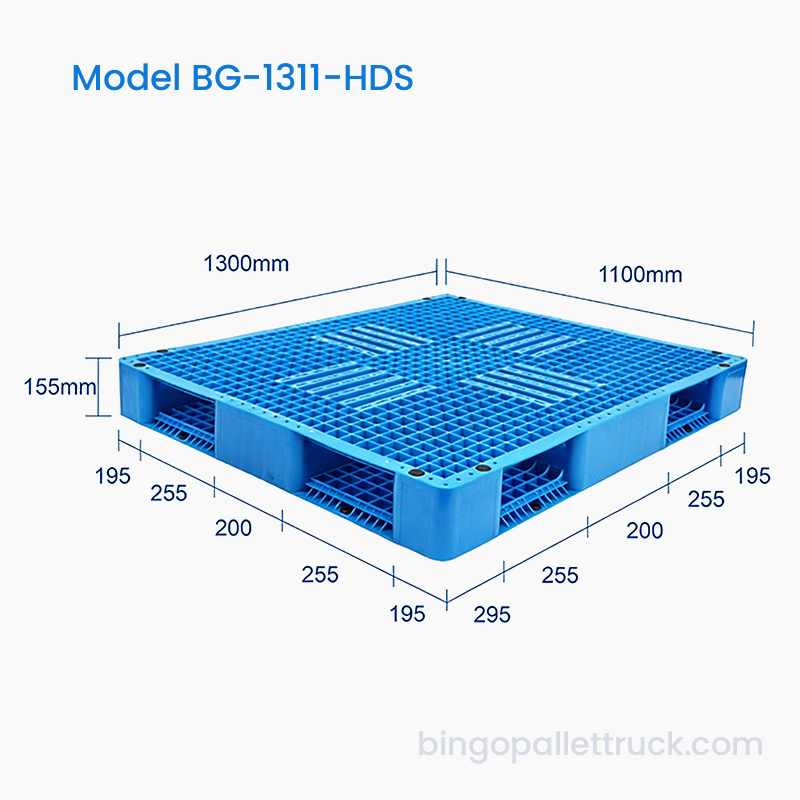 1300x1100mm Dubbelsidig plastpall för lager