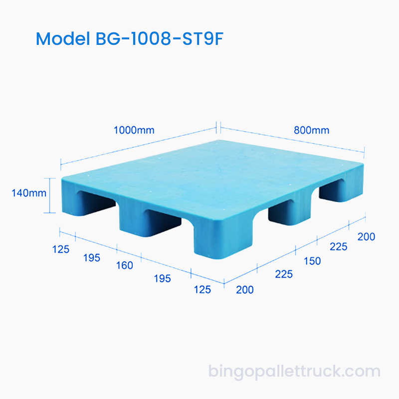 1000×800 mm Lätt Duty Solid Top Nio Fot Plastpall