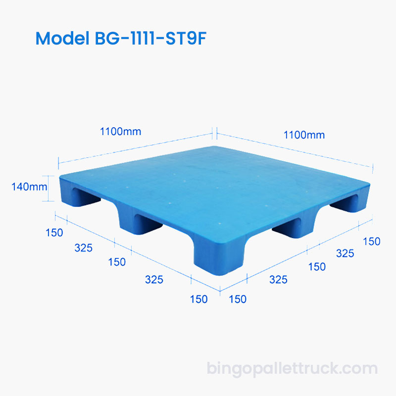 Industriell 1100x1100mm Solid Top 9 Ben Plastpall För Lager