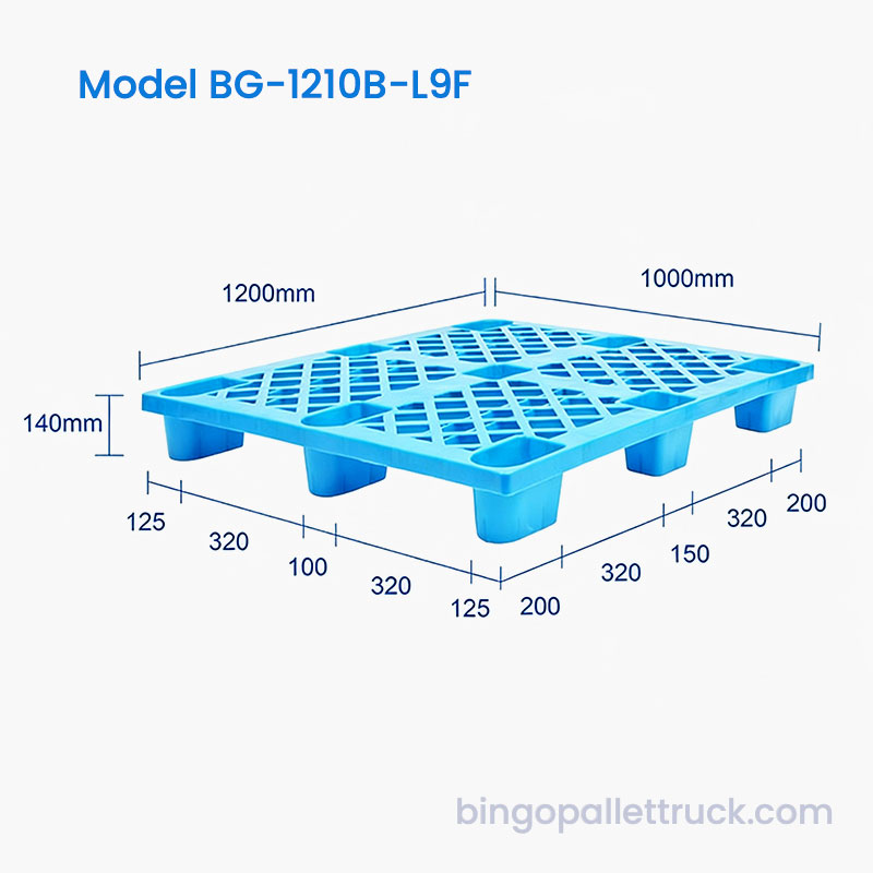 1200x1000mm Lätt 9 fots plastpall för detaljhandelsförvaring